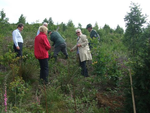 Edgar Liddle, Pauline Adams and Liz Liddell at the Brilon-Petersborn tree planting