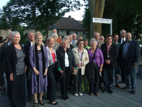 West Lothian group and German friends in West Lothian Platz.